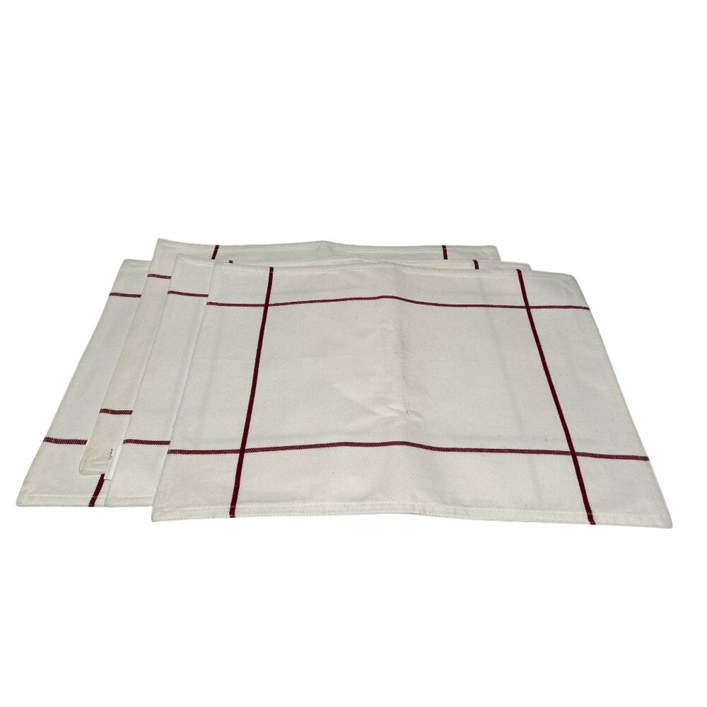 The Pampered Chef Set Of 4 Cotton & Polyester White Napkins and Placemats With R